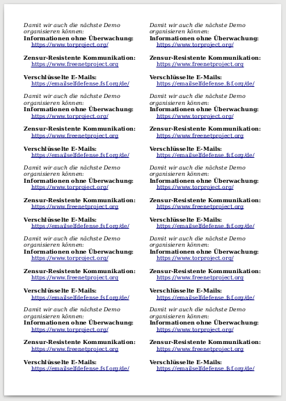 Damit wir auch die nächste Demo
organisieren können